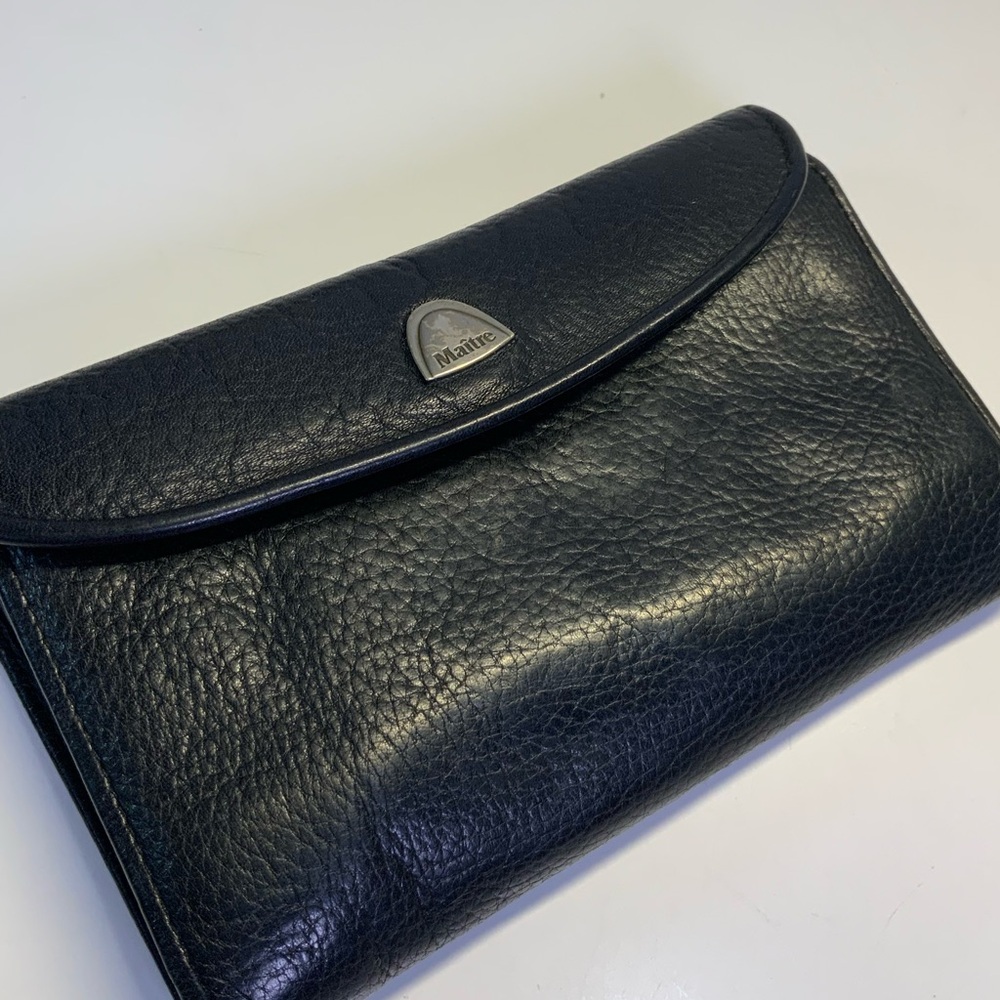 Vintage Maître Black Pebbled Leather Trifold Wallet – Made in Germany